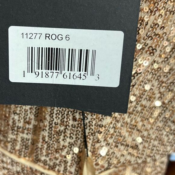 NEW Mac Duggal 11277 Women's Ieena Sequined Halter Strap Plunge Neck Gown - Picture 6 of 6